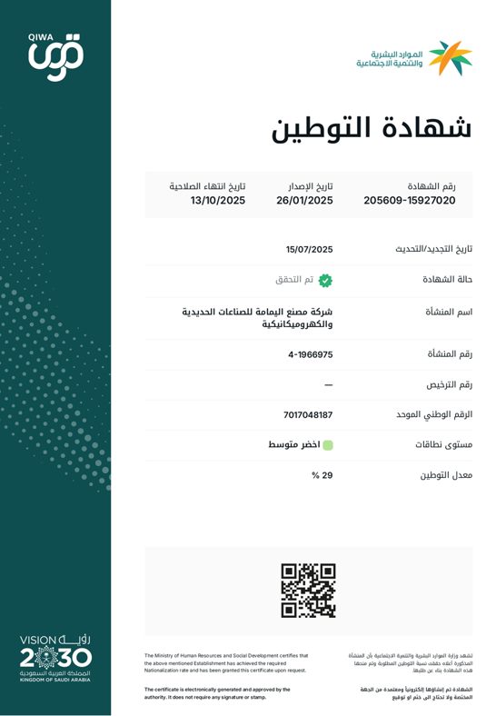 شهادة التوطين (نطاقات)